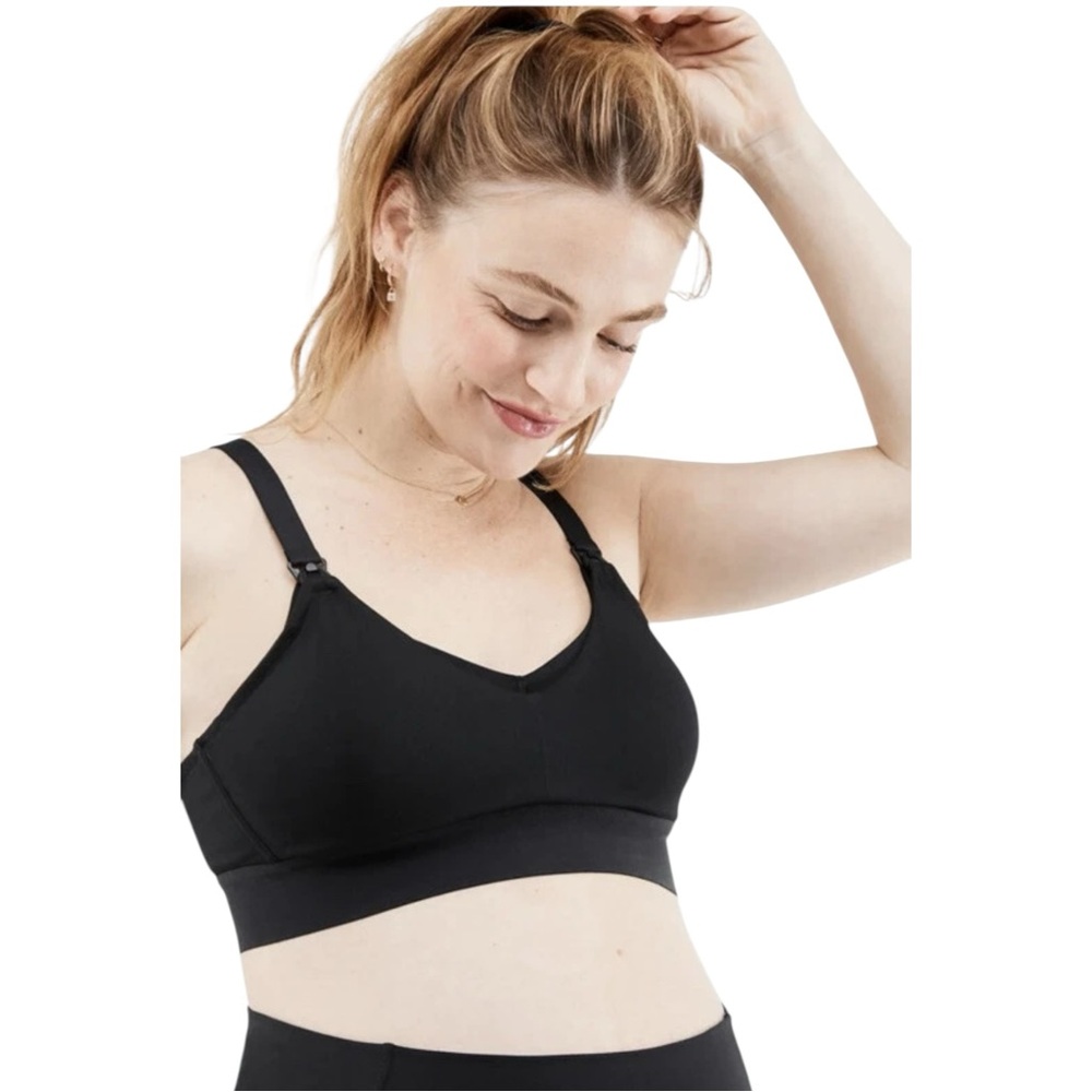 Fabletics Maternity Nursing Bra Womens XL Black Pullover Adjustable NO PADS